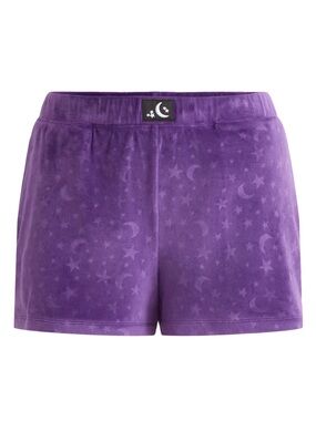 Stars and Moons Purple Plush Women's Lounge Shorts NWOT size small